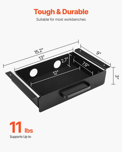 Under Desk Drawer Slide Out, 33inch Under Desk Mounted Pull-out Drawer Attachment, Hidden Under Counter Drawers for office Home Sit Stand Workstation, Black