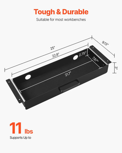 Under Desk Drawer Slide Out, 33inch Under Desk Mounted Pull-out Drawer Attachment, Hidden Under Counter Drawers for office Home Sit Stand Workstation, Black