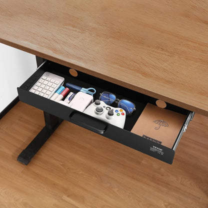 Under Desk Drawer Slide Out, 33inch Under Desk Mounted Pull-out Drawer Attachment, Hidden Under Counter Drawers for office Home Sit Stand Workstation, Black