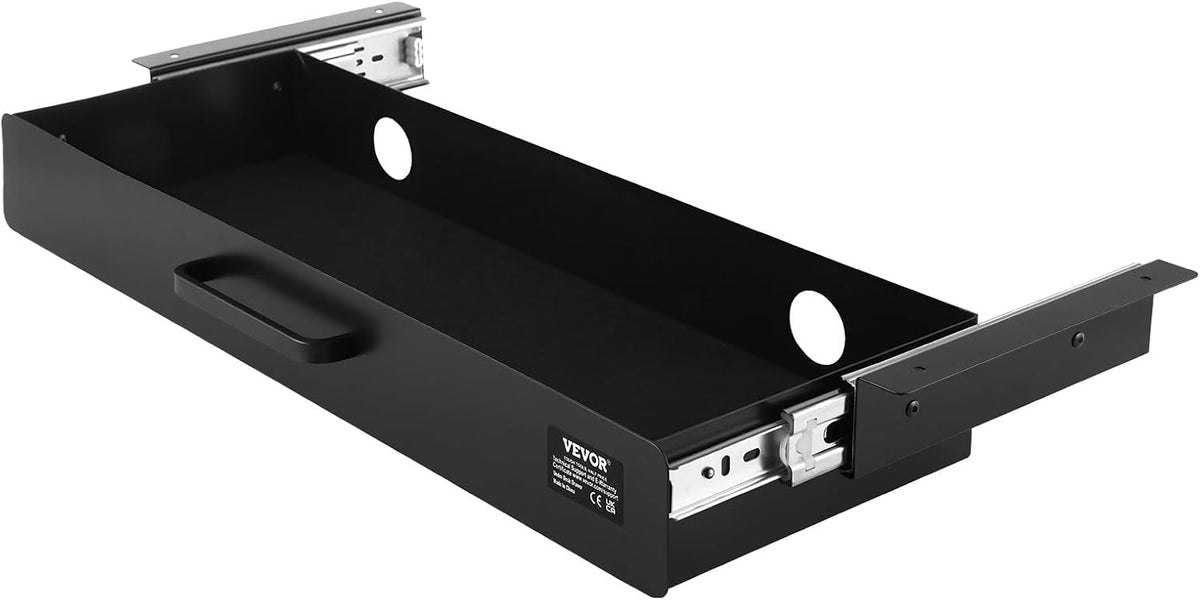 Under Desk Drawer Slide Out, 33inch Under Desk Mounted Pull-out Drawer Attachment, Hidden Under Counter Drawers for office Home Sit Stand Workstation, Black