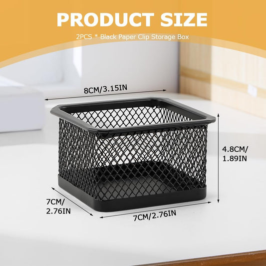 2 Pack Paper Clip Holder for Desk, Stackable Mesh Paperclip Organizer