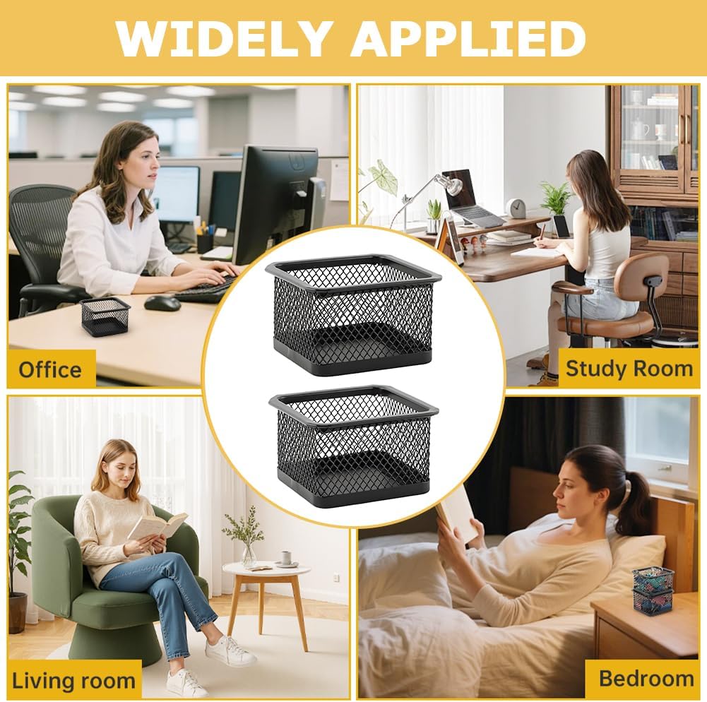2 Pack Paper Clip Holder for Desk, Stackable Mesh Paperclip Organizer