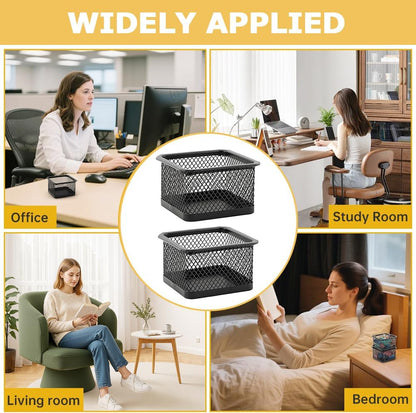 2 Pack Paper Clip Holder for Desk, Stackable Mesh Paperclip Organizer