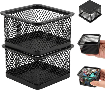 2 Pack Paper Clip Holder for Desk, Stackable Mesh Paperclip Organizer