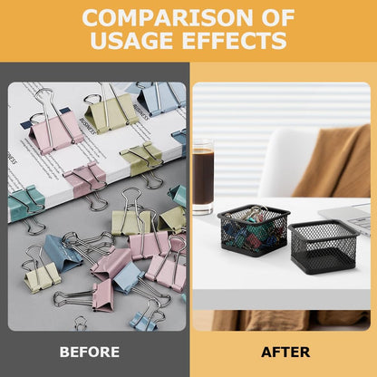 2 Pack Paper Clip Holder for Desk, Stackable Mesh Paperclip Organizer