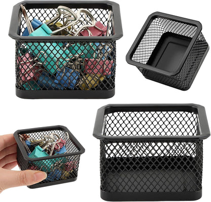 2 Pack Paper Clip Holder for Desk, Stackable Mesh Paperclip Organizer