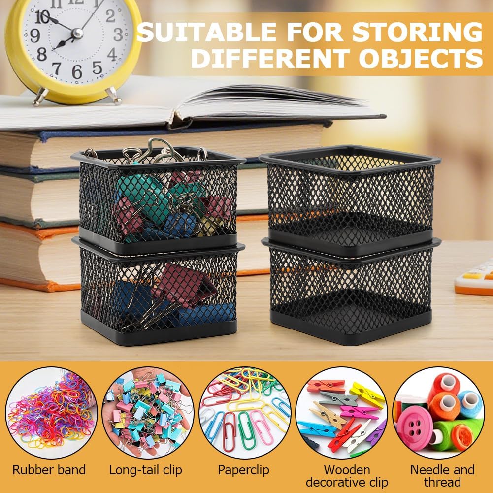 2 Pack Paper Clip Holder for Desk, Stackable Mesh Paperclip Organizer