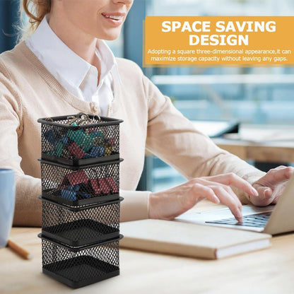 2 Pack Paper Clip Holder for Desk, Stackable Mesh Paperclip Organizer