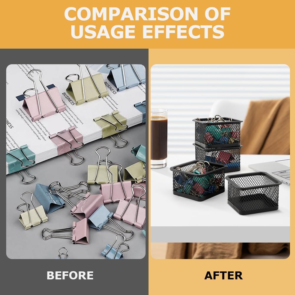 2 Pack Paper Clip Holder for Desk, Stackable Mesh Paperclip Organizer