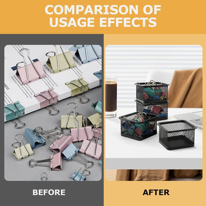 2 Pack Paper Clip Holder for Desk, Stackable Mesh Paperclip Organizer