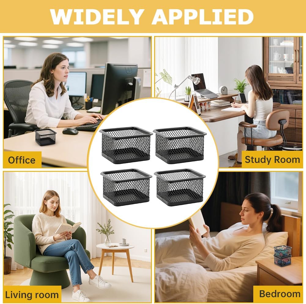 2 Pack Paper Clip Holder for Desk, Stackable Mesh Paperclip Organizer
