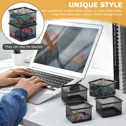 2 Pack Paper Clip Holder for Desk, Stackable Mesh Paperclip Organizer