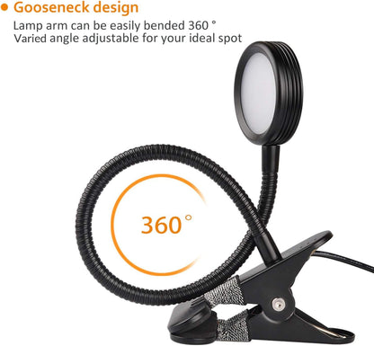 Clip on Light, Book Reading Lamp for Desk, Bed Headboard and Dorm