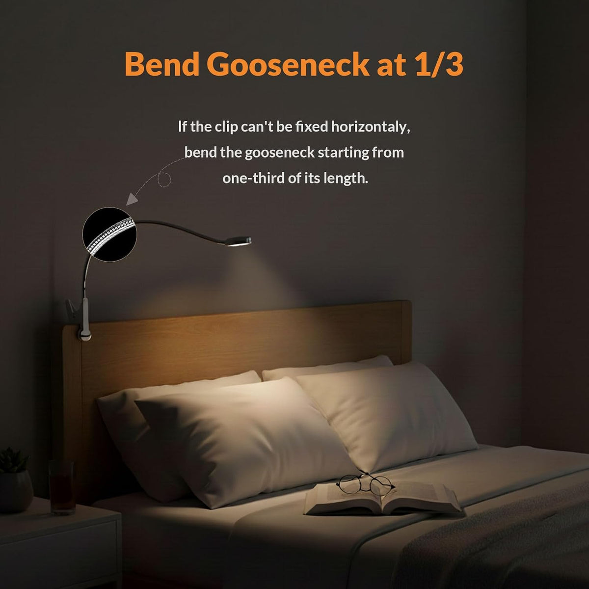 Clip on Light, Book Reading Lamp for Desk, Bed Headboard and Dorm