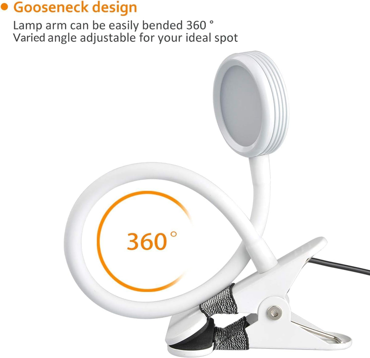 Clip on Light, Book Reading Lamp for Desk, Bed Headboard and Dorm