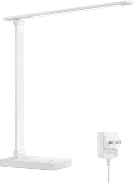 LED Desk Lamp 9.5W 800lm, Metal Desk Light for Home Office, White