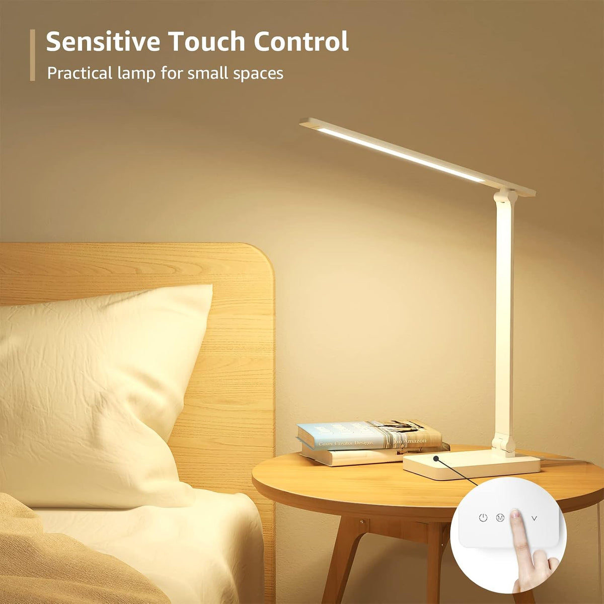 LED Desk Lamp 9.5W 800lm, Metal Desk Light for Home Office, White