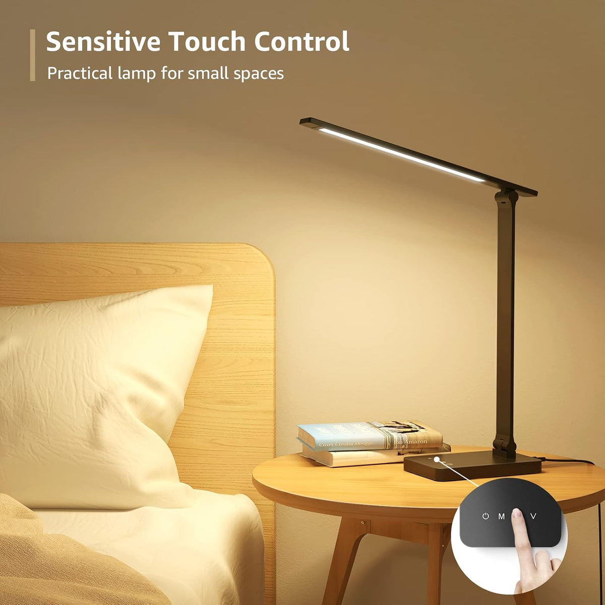 LED Desk Lamp 9.5W 800lm, Metal Desk Light for Home Office, White