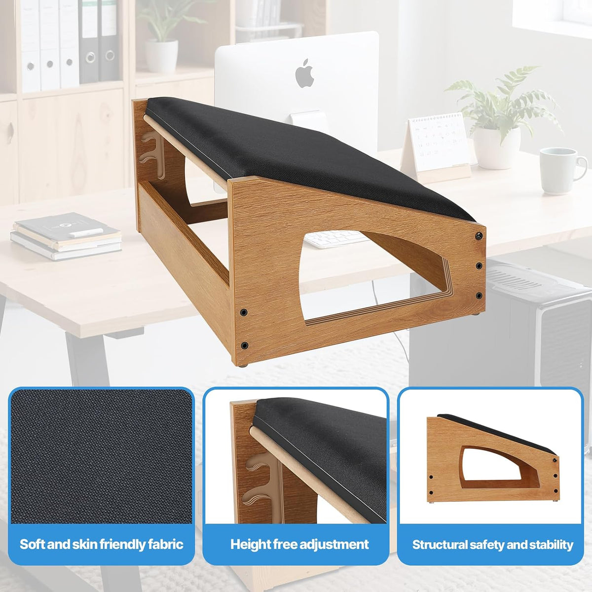 Ergonomic Foot Rest Under Desk,4 Adjustable Height Foot Stool