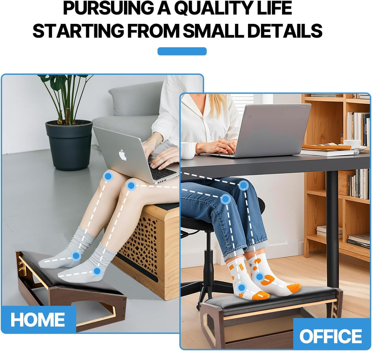 Ergonomic Foot Rest Under Desk,4 Adjustable Height Foot Stool