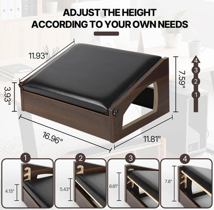 Ergonomic Foot Rest Under Desk,4 Adjustable Height Foot Stool