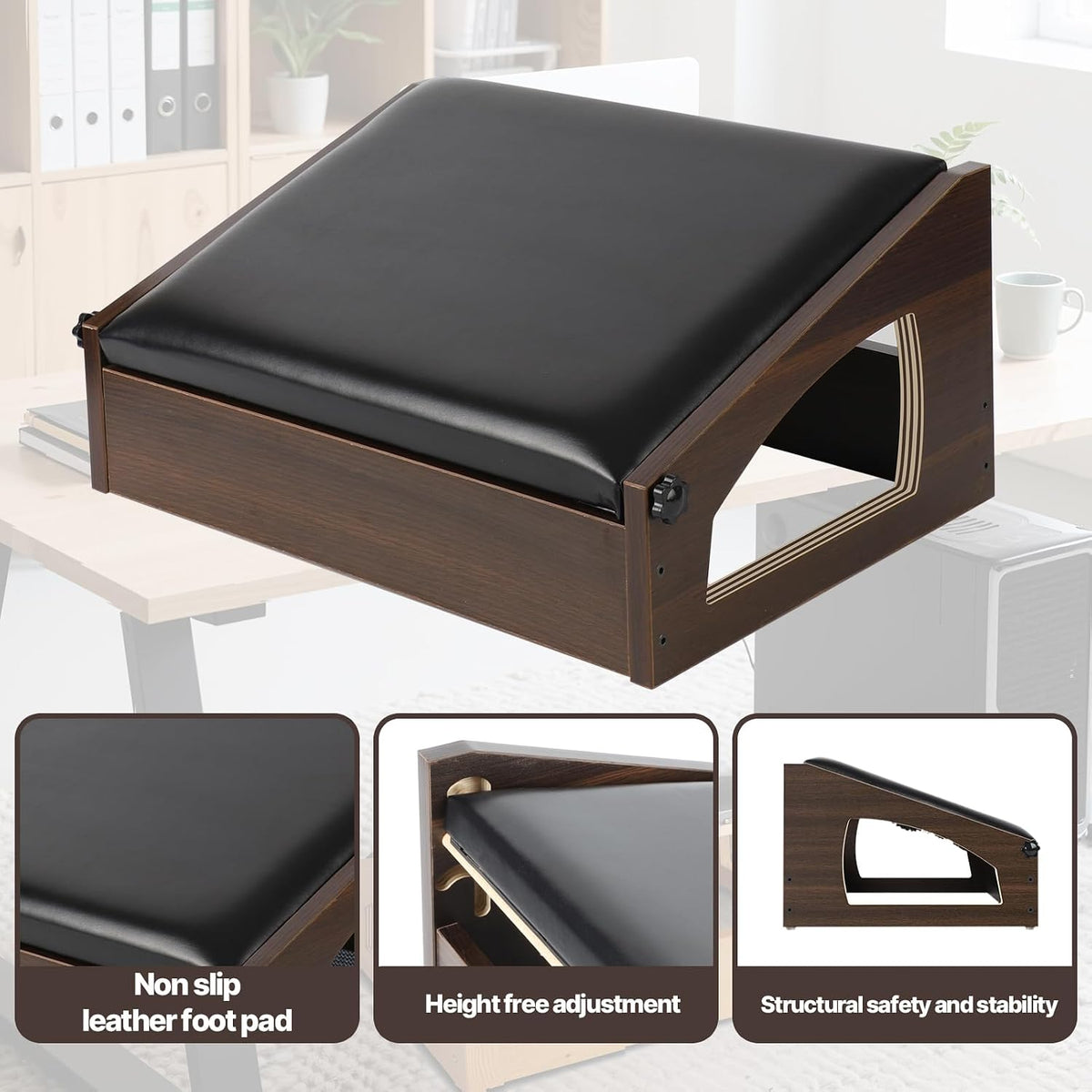 Ergonomic Foot Rest Under Desk,4 Adjustable Height Foot Stool