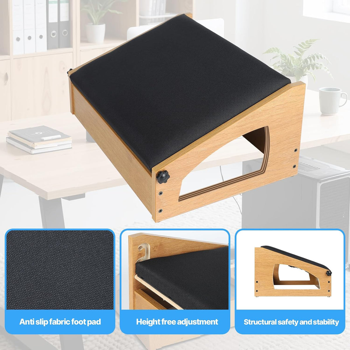 Ergonomic Foot Rest Under Desk,4 Adjustable Height Foot Stool