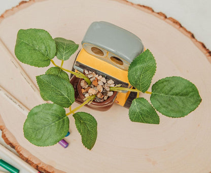 Disney Pixar WALL-E 4-Inch Ceramic Mini Planter with Artificial Succulent | Cute Small Flower Pot, Faux Indoor Plant for Desk Shelf