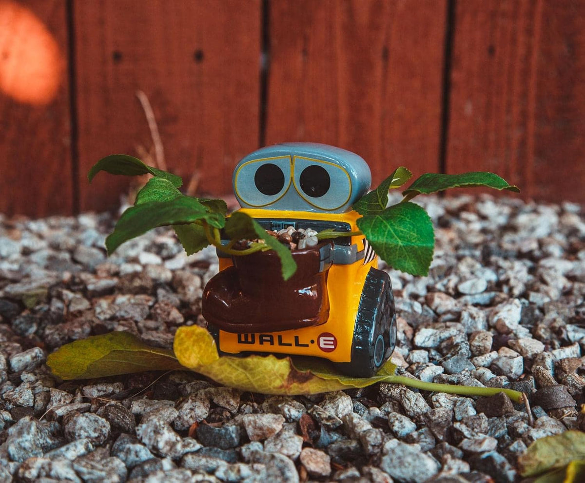 Disney Pixar WALL-E 4-Inch Ceramic Mini Planter with Artificial Succulent | Cute Small Flower Pot, Faux Indoor Plant for Desk Shelf