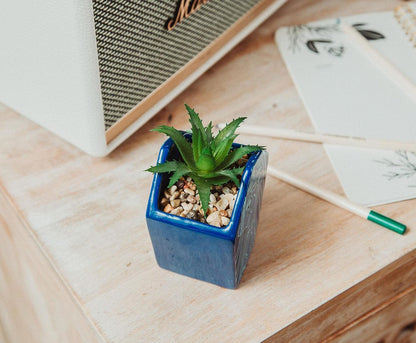Disney Pixar WALL-E 4-Inch Ceramic Mini Planter with Artificial Succulent | Cute Small Flower Pot, Faux Indoor Plant for Desk Shelf