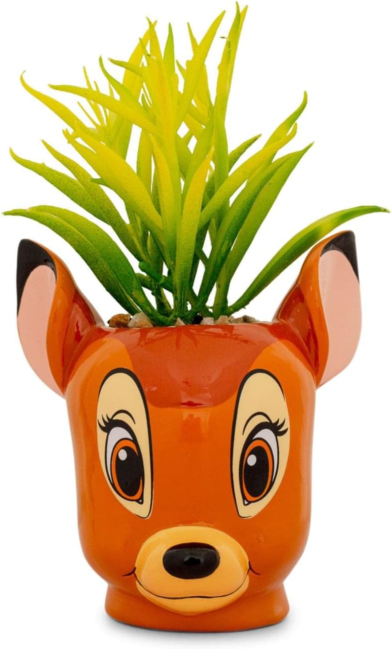 Disney Pixar WALL-E 4-Inch Ceramic Mini Planter with Artificial Succulent | Cute Small Flower Pot, Faux Indoor Plant for Desk Shelf