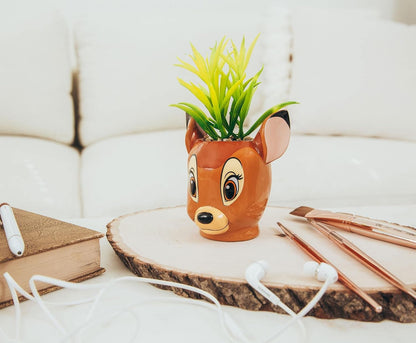Disney Pixar WALL-E 4-Inch Ceramic Mini Planter with Artificial Succulent | Cute Small Flower Pot, Faux Indoor Plant for Desk Shelf