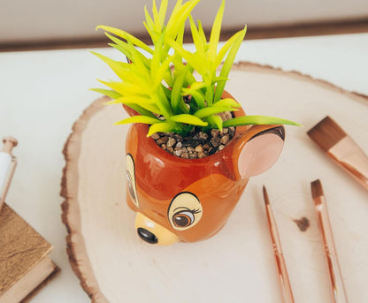 Disney Pixar WALL-E 4-Inch Ceramic Mini Planter with Artificial Succulent | Cute Small Flower Pot, Faux Indoor Plant for Desk Shelf