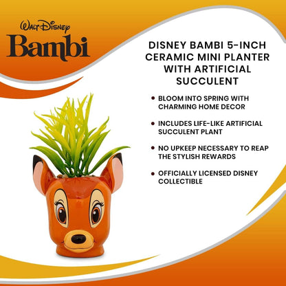 Disney Pixar WALL-E 4-Inch Ceramic Mini Planter with Artificial Succulent | Cute Small Flower Pot, Faux Indoor Plant for Desk Shelf