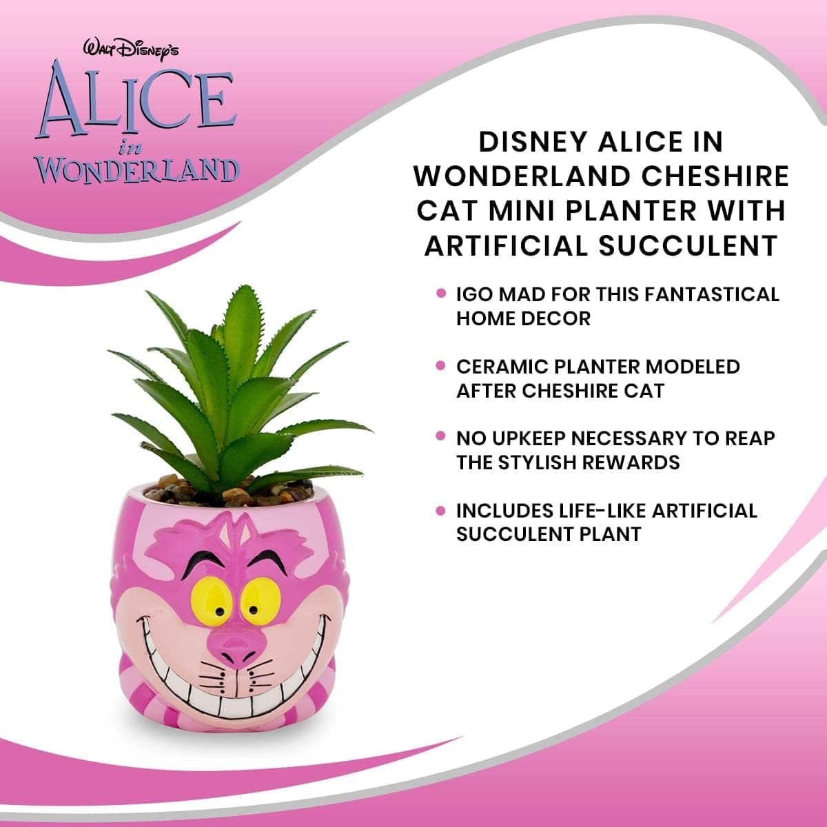 Disney Pixar WALL-E 4-Inch Ceramic Mini Planter with Artificial Succulent | Cute Small Flower Pot, Faux Indoor Plant for Desk Shelf