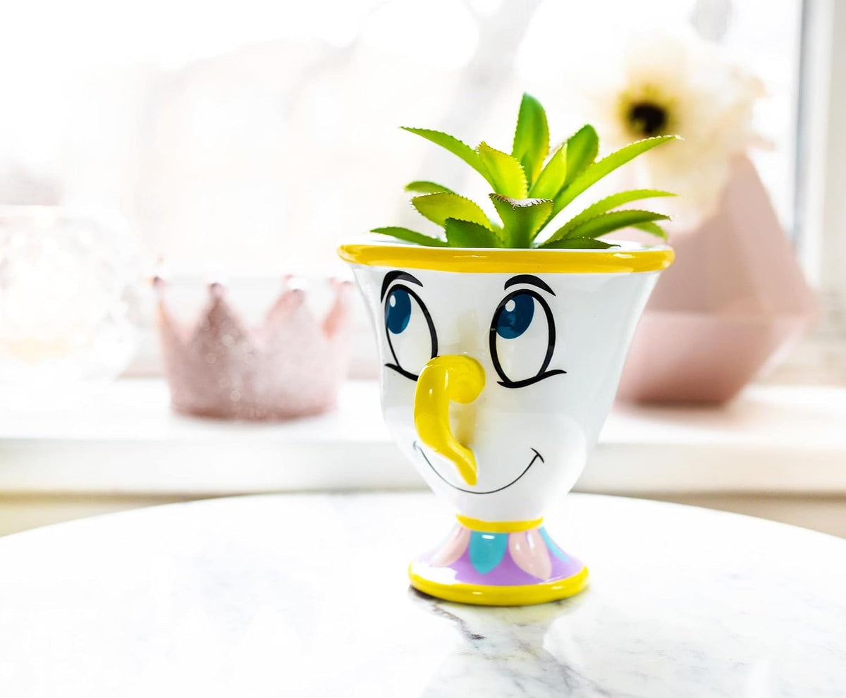 Disney Pixar WALL-E 4-Inch Ceramic Mini Planter with Artificial Succulent | Cute Small Flower Pot, Faux Indoor Plant for Desk Shelf