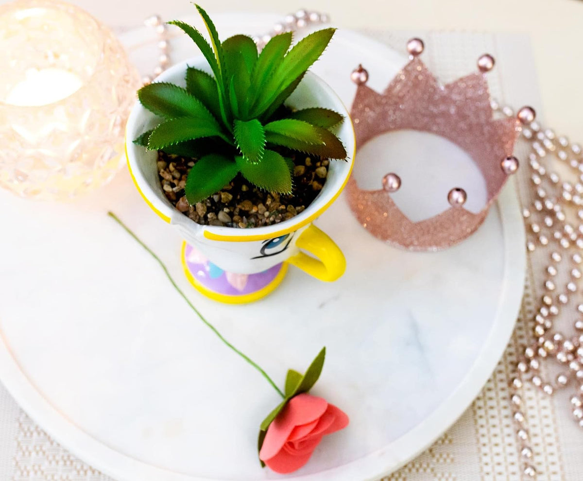 Disney Pixar WALL-E 4-Inch Ceramic Mini Planter with Artificial Succulent | Cute Small Flower Pot, Faux Indoor Plant for Desk Shelf