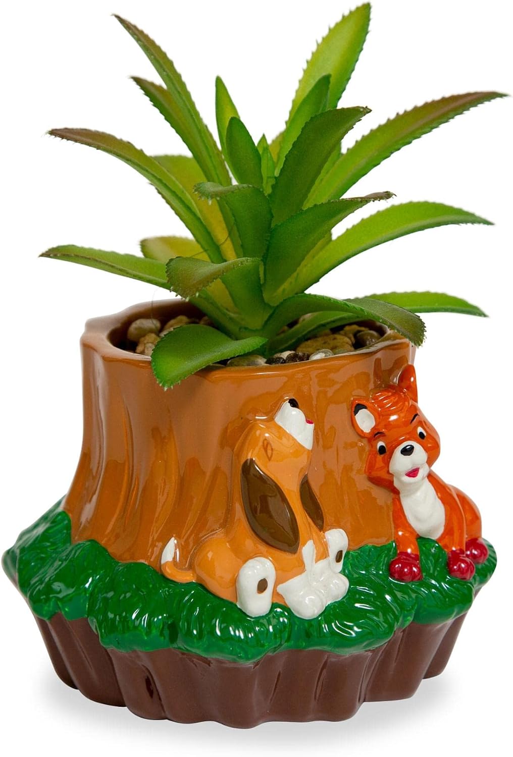 Disney Pixar WALL-E 4-Inch Ceramic Mini Planter with Artificial Succulent | Cute Small Flower Pot, Faux Indoor Plant for Desk Shelf