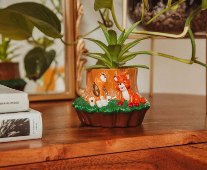 Disney Pixar WALL-E 4-Inch Ceramic Mini Planter with Artificial Succulent | Cute Small Flower Pot, Faux Indoor Plant for Desk Shelf
