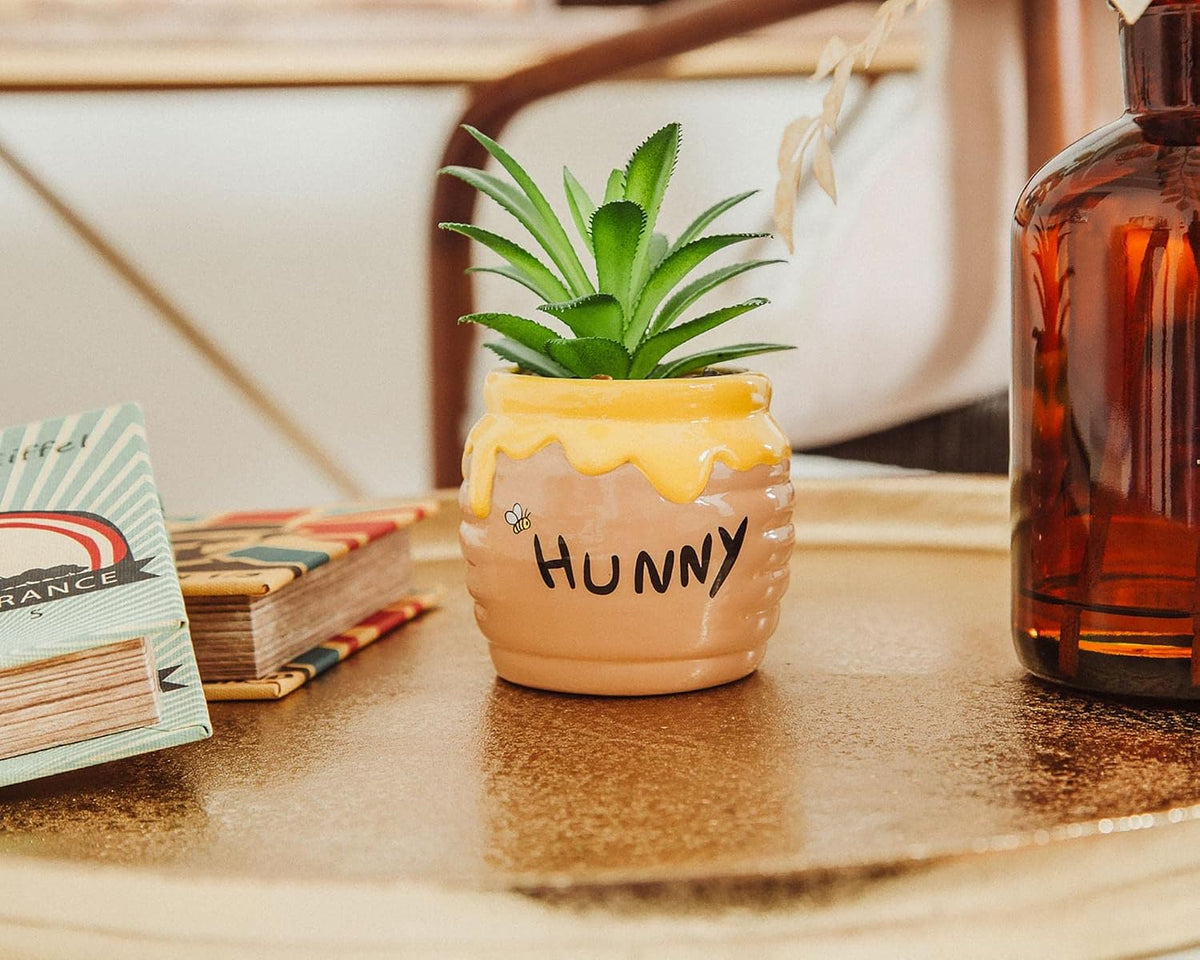 Disney Pixar WALL-E 4-Inch Ceramic Mini Planter with Artificial Succulent | Cute Small Flower Pot, Faux Indoor Plant for Desk Shelf