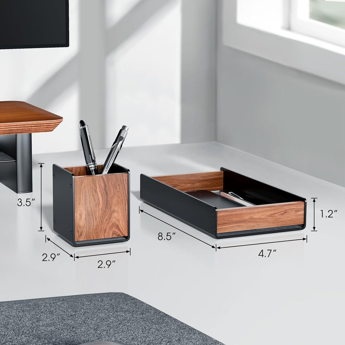 Desk Organizer Tray Pen and Pencil Holder Set