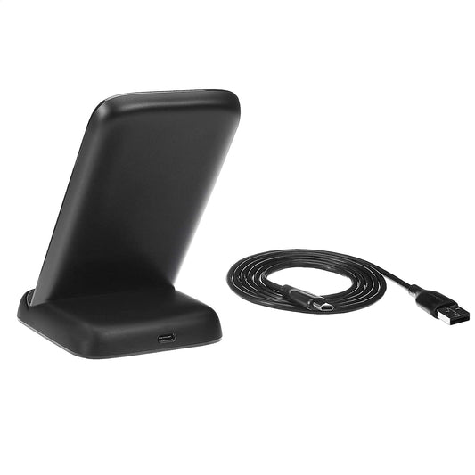 Wireless Phone Charger Stand, 10W Qi Certified with USB Cable, Compatible with iPhone 16/15/14/13/12/11/X, Samsung & More, with USB Cable, Black (No AC Adapter)