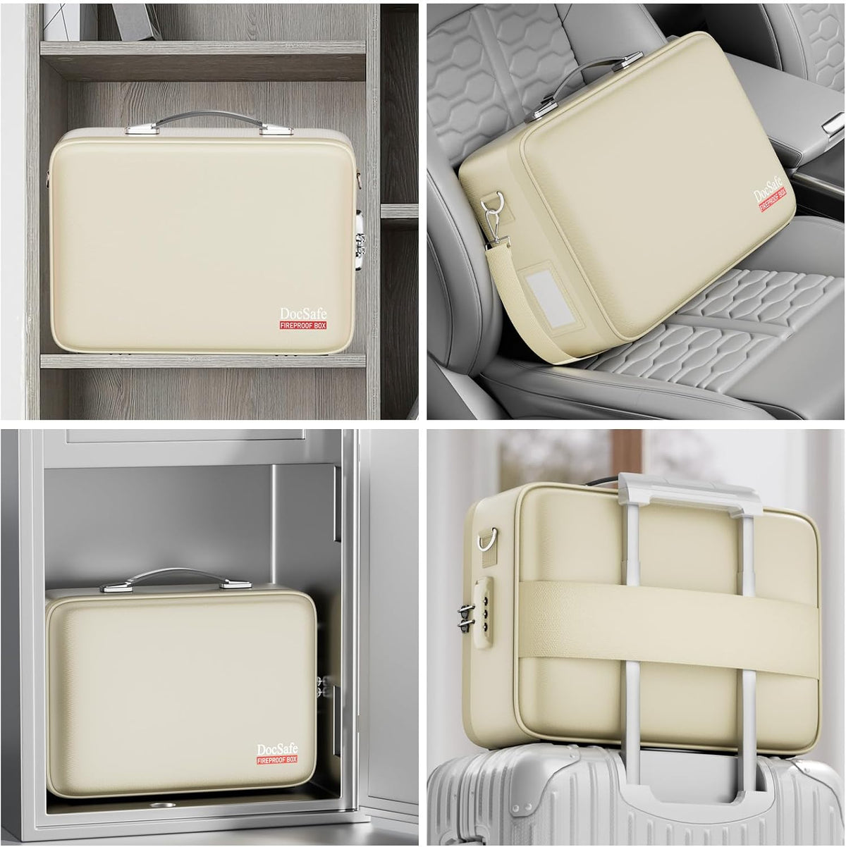 Fireproof File Organizer with Lock, Hard-Shell Case Fireproof Document Box with 13 Pocket Accordion File Folder, Portable Home Office Travel Safe Storage for Important Documents Laptop Black