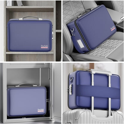 Fireproof File Organizer with Lock, Hard-Shell Case Fireproof Document Box with 13 Pocket Accordion File Folder, Portable Home Office Travel Safe Storage for Important Documents Laptop Black
