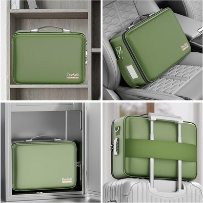 Fireproof File Organizer with Lock, Hard-Shell Case Fireproof Document Box with 13 Pocket Accordion File Folder, Portable Home Office Travel Safe Storage for Important Documents Laptop Black