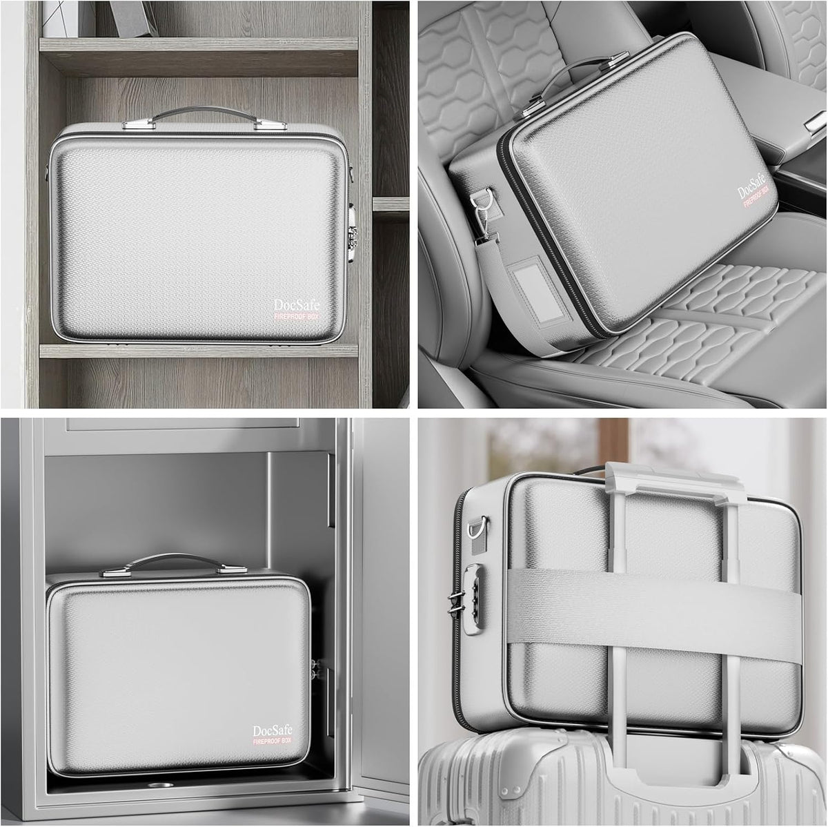 Fireproof File Organizer with Lock, Hard-Shell Case Fireproof Document Box with 13 Pocket Accordion File Folder, Portable Home Office Travel Safe Storage for Important Documents Laptop Black