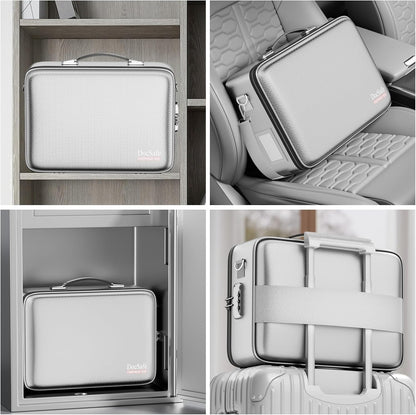 Fireproof File Organizer with Lock, Hard-Shell Case Fireproof Document Box with 13 Pocket Accordion File Folder, Portable Home Office Travel Safe Storage for Important Documents Laptop Black