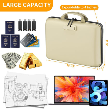 Fireproof File Organizer with Lock, Hard-Shell Case Fireproof Document Box with 13 Pocket Accordion File Folder, Portable Home Office Travel Safe Storage for Important Documents Laptop Black