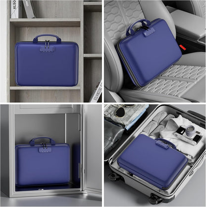 Fireproof File Organizer with Lock, Hard-Shell Case Fireproof Document Box with 13 Pocket Accordion File Folder, Portable Home Office Travel Safe Storage for Important Documents Laptop Black