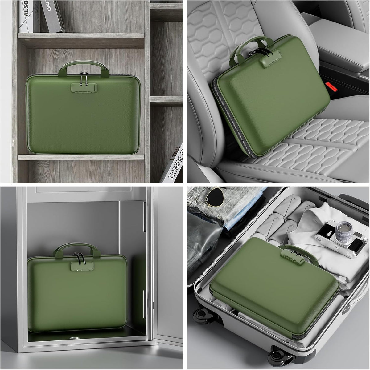 Fireproof File Organizer with Lock, Hard-Shell Case Fireproof Document Box with 13 Pocket Accordion File Folder, Portable Home Office Travel Safe Storage for Important Documents Laptop Black